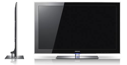 Samsung UE40B8000 side and front view profiles
