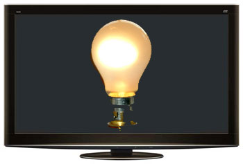 HDTV displaying a light bulb