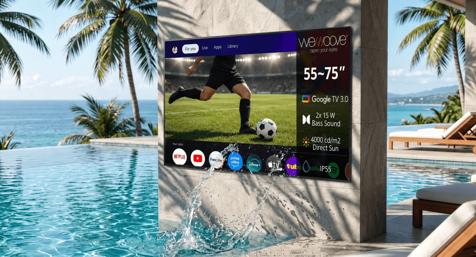 WeMoove debuts dazzling new outdoor TVs that work come rain, wind or sun