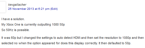 Xbox One 50Hz fix