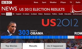 BBC News website covering US election 2012