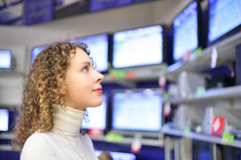 Consumer purchasing TV