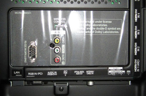 Rear connections on LW550T Cinema 3D TV