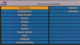 Freesat Genre Selection