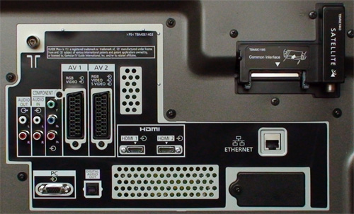 Rear connections on Panasonic TH50PZ81B