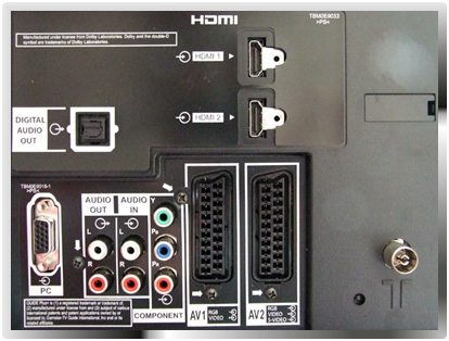 Rear connections on Panasonic TX-L32S10