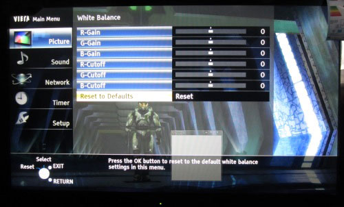 White Balance menu