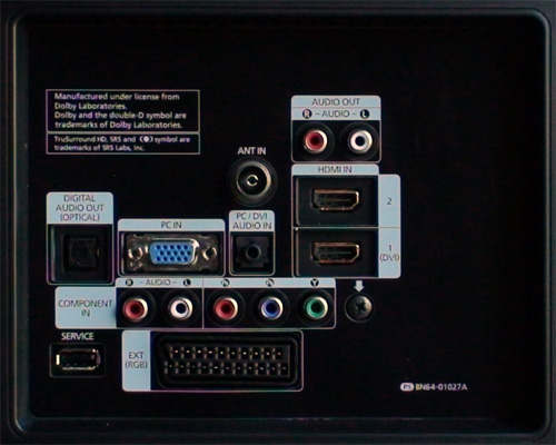 Rear connections on Samsung LE32B450