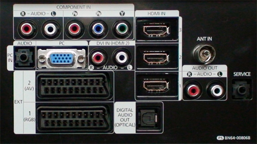 Rear connections on Samsung LE32A656