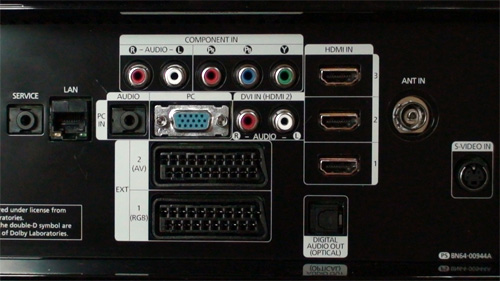 Rear connections on Samsung LE55A956