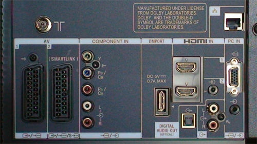 Rear connections on Sony KDL40W4500