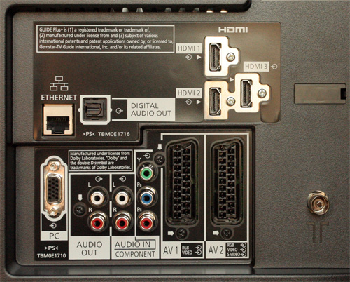 Rear connections on Panasonic TX-L32G10