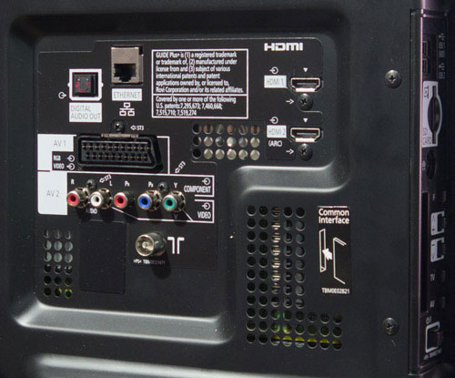 Rear connections on Panasonic TX-P42UT50B