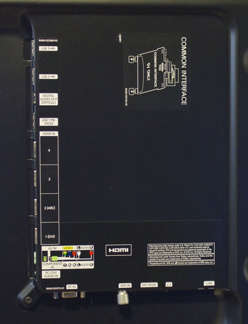 Rear connections on Samsung UE40D6530