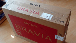 LCD TV shipped in box