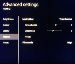 Motion settings