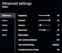 Brightness settings